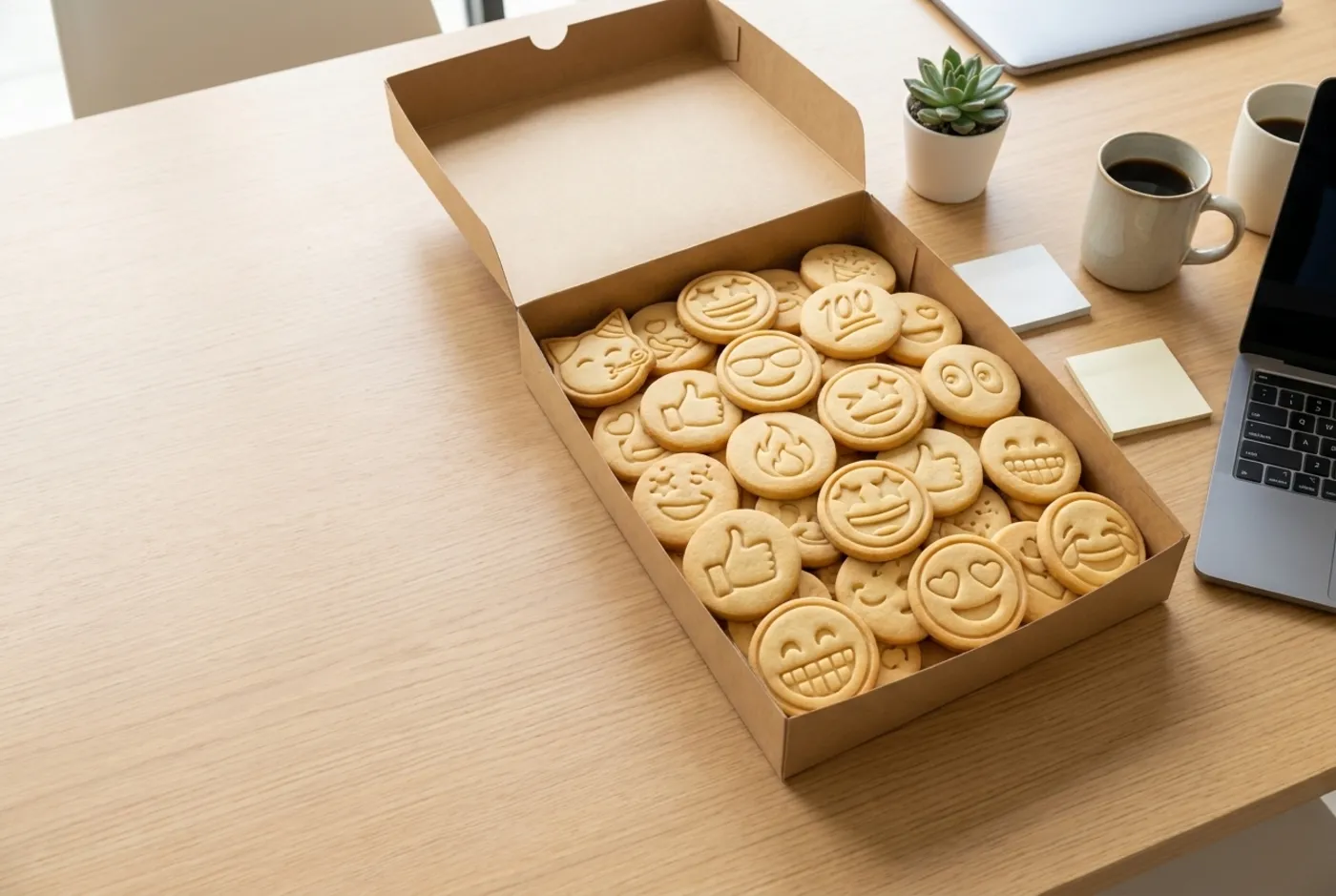 Reaction Cookies on an office party table